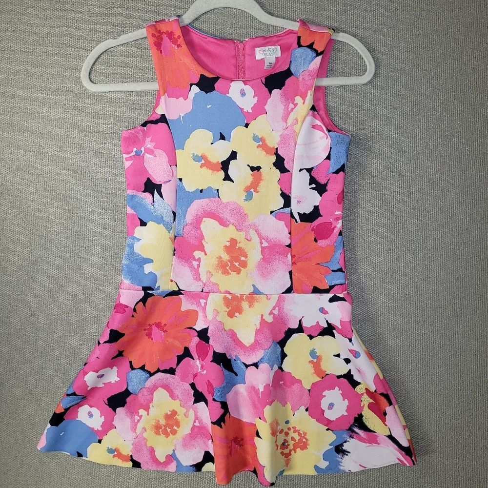 The Children's Place Size 10 Vibrant Floral Skater Dress - Pink, Yellow, Blue